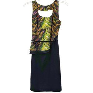 Lane Bryant Tropical Peplum Dress Pencil Skirt Sleeveless w Cut Out Sz 16
